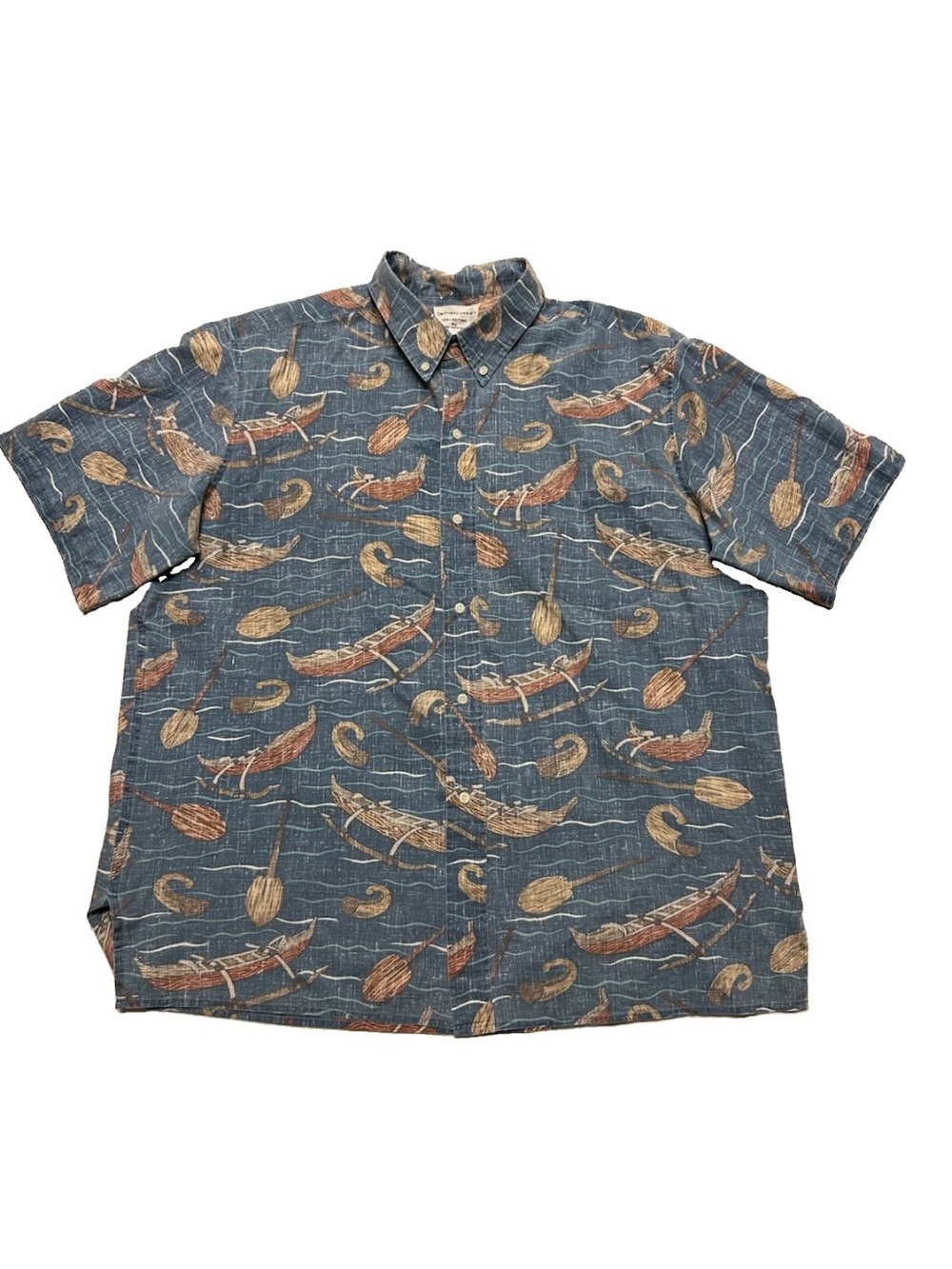 Reyn Spooner Hawaiian Shirt Dietrich Varez Men XXL Reverse Print Outrigger Canoe